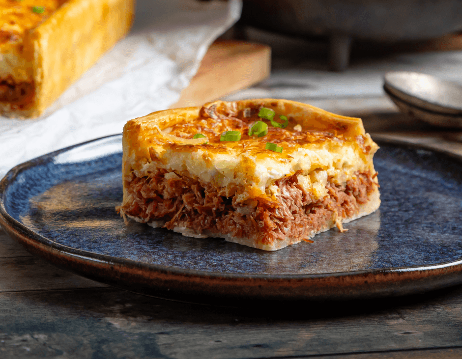 Torta Cremosa De Carne Seca, Abóbora E Gratinado De Queijo Coalho