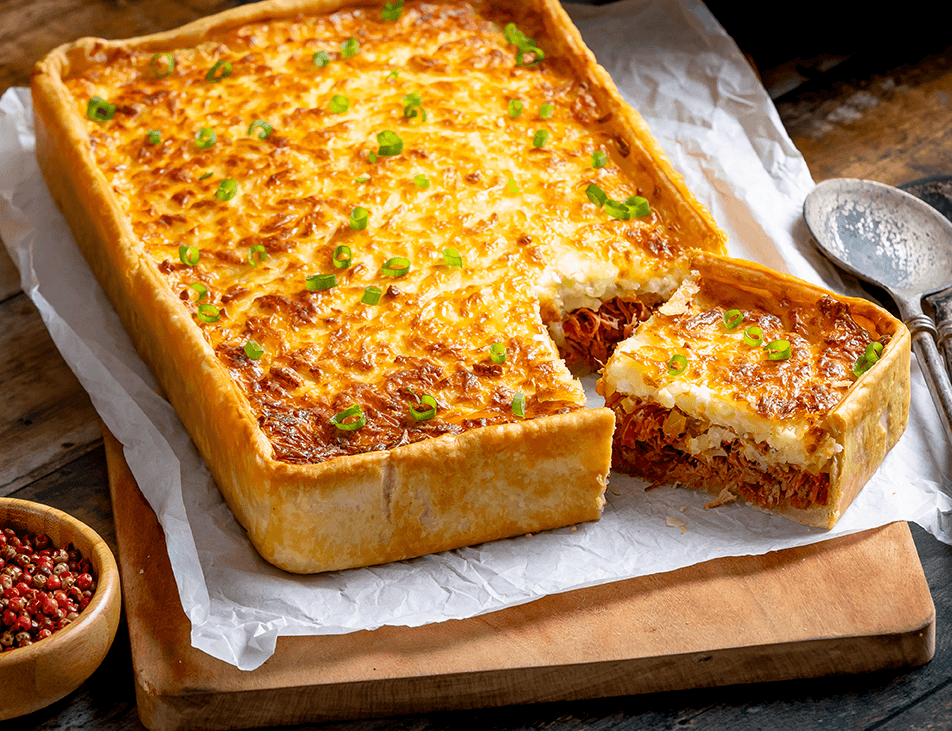 Torta Cremosa De Carne Seca, Abóbora E Gratinado De Queijo Coalho